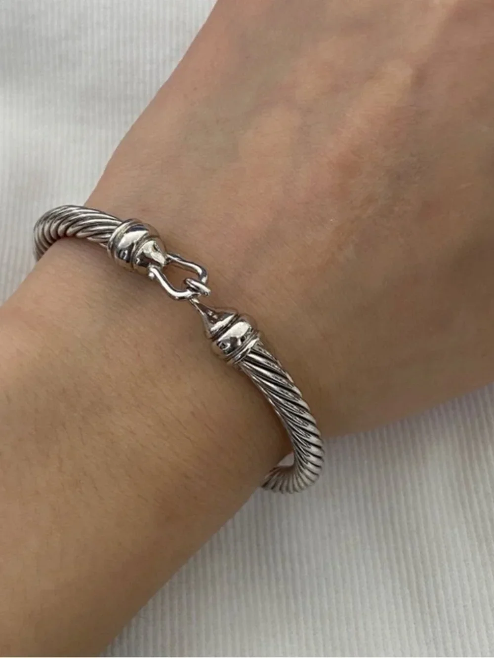 David Yurman Twisted Silver Bracelet 5mm - Picture 7 of 7